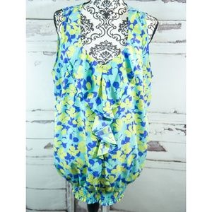 Lane Bryant 20 Blue Floral Blouse Tank